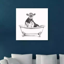 Clearance Kirklands Home Clawfoot Cow Canvas Art Print, 20x20 in.