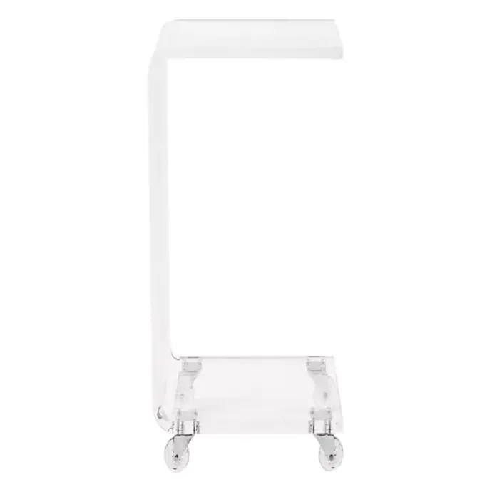 Hot Kirklands Home Acrylic Curved Edge C-Table with Wheels Clear
