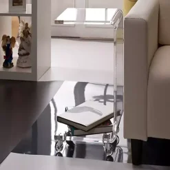 Hot Kirklands Home Acrylic Curved Edge C-Table with Wheels Clear