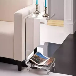 Hot Kirklands Home Acrylic Curved Edge C-Table with Wheels Clear