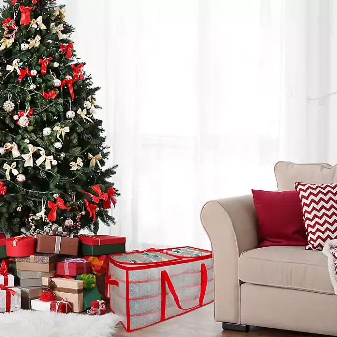 Hot Kirklands Home Clear and Red Zip 128-pc. Ornament Storage Box