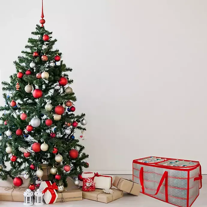 Hot Kirklands Home Clear and Red Zip 128-pc. Ornament Storage Box