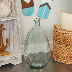 New Kirklands Home Aqua Recycled Glass Vase Clear