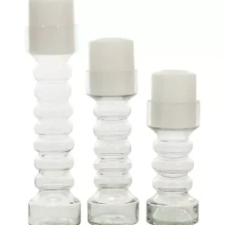 Outlet Kirklands Home Blown Glass Curved 3-pc. Candle Holder Set Clear