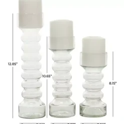 Outlet Kirklands Home Blown Glass Curved 3-pc. Candle Holder Set Clear