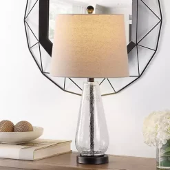 Clearance Kirklands Home Clear Crackle Glass Bronze Center Table Lamp Tan