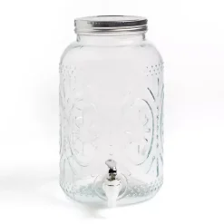 Discount Kirklands Home Embossed Glass 1 Gallon Drink Dispenser Clear
