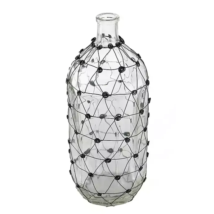 New Kirklands Home Fishnet Wire Wrapped Vase Clear