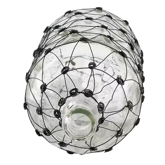 New Kirklands Home Fishnet Wire Wrapped Vase Clear