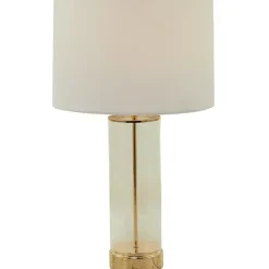 Sale Kirklands Home Clear Glass and Gold Stem Table Lamp White
