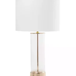 Sale Kirklands Home Clear Glass and Gold Stem Table Lamp White