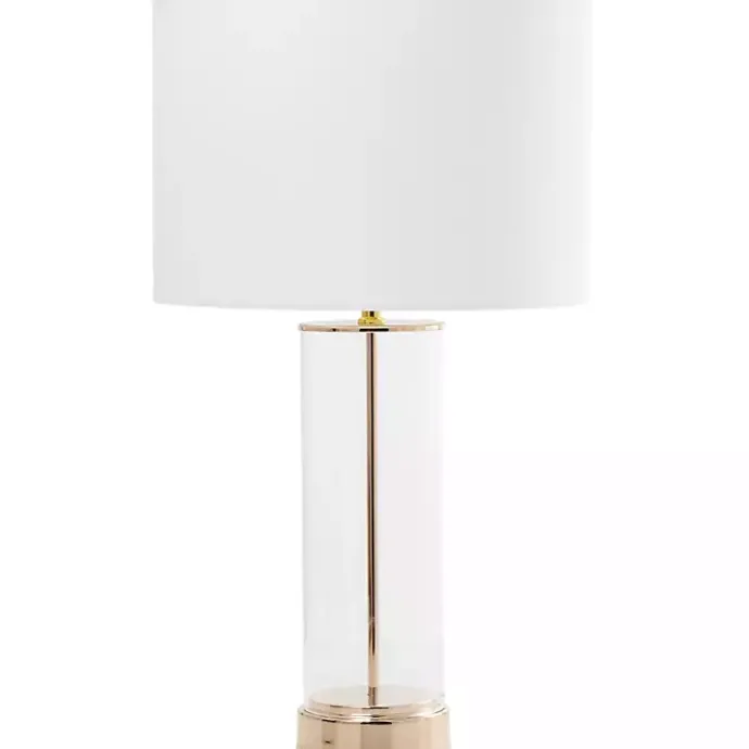 Sale Kirklands Home Clear Glass and Gold Stem Table Lamp White