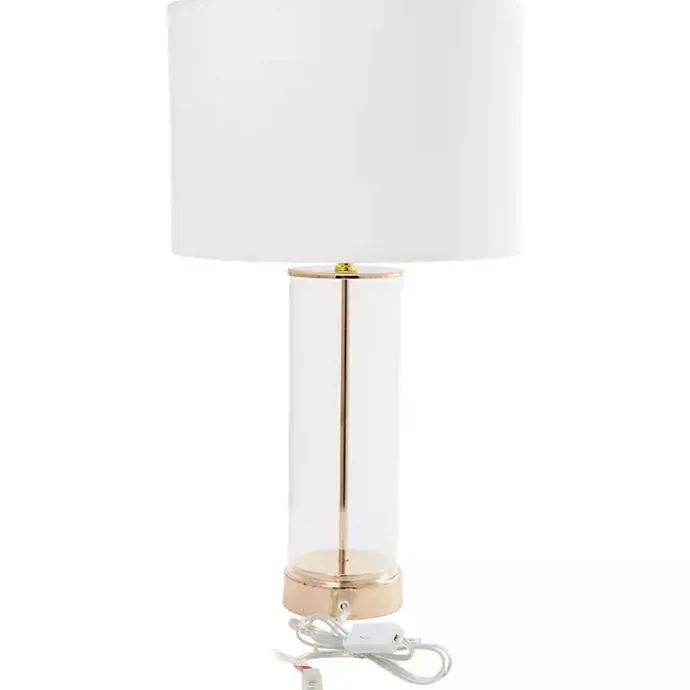 Sale Kirklands Home Clear Glass and Gold Stem Table Lamp White