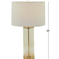 Sale Kirklands Home Clear Glass and Gold Stem Table Lamp White
