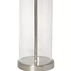 Best Kirklands Home Clear Glass and Nickel Cylindrical Table Lamp White