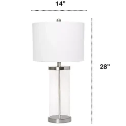 Best Kirklands Home Clear Glass and Nickel Cylindrical Table Lamp White