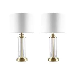 Clearance Kirklands Home Clear Glass Base Gold Table Lamps, Set of 2 White