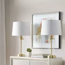 Clearance Kirklands Home Clear Glass Base Gold Table Lamps, Set of 2 White