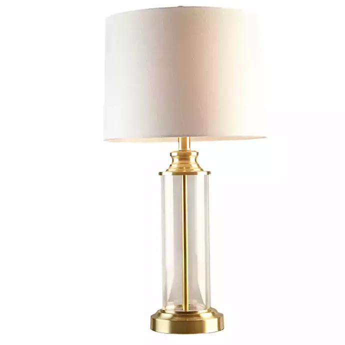 Clearance Kirklands Home Clear Glass Base Gold Table Lamps, Set of 2 White