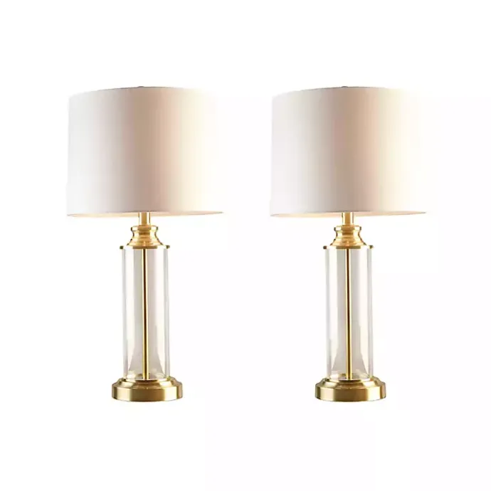 Clearance Kirklands Home Clear Glass Base Gold Table Lamps, Set of 2 White