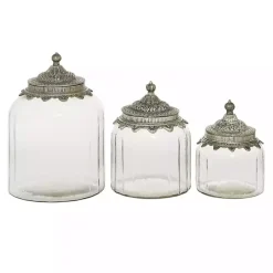 Best Kirklands Home Clear Glass Jars with Decorative Lids, Set of 3