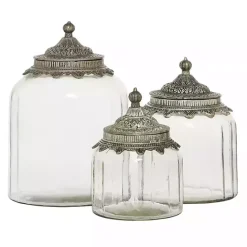 Best Kirklands Home Clear Glass Jars with Decorative Lids, Set of 3
