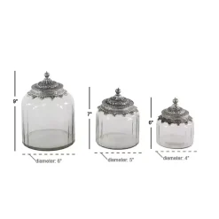 Best Kirklands Home Clear Glass Jars with Decorative Lids, Set of 3