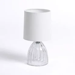 Discount Kirklands Home Clear Glass Ribbed Dome Mini Table Lamp White