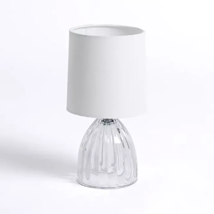 Discount Kirklands Home Clear Glass Ribbed Dome Mini Table Lamp White