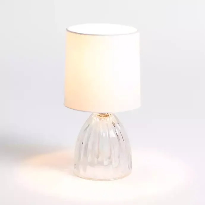 Discount Kirklands Home Clear Glass Ribbed Dome Mini Table Lamp White