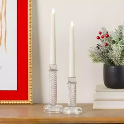 Sale Kirklands Home Glass Taper Candle Holders, Set of 2 Clear