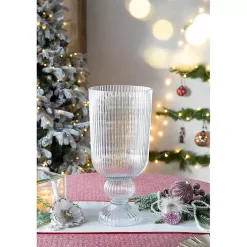 New Kirklands Home Glass Vase with Pedestal Base Clear
