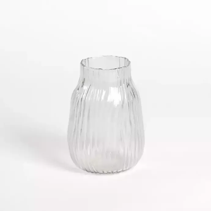 Best Kirklands Home Glass Wavy Ribbed Vase, 7.85 in. Clear