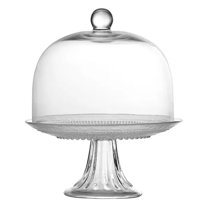 Discount Kirklands Home Jill Beaded Cake Stand with Dome Clear