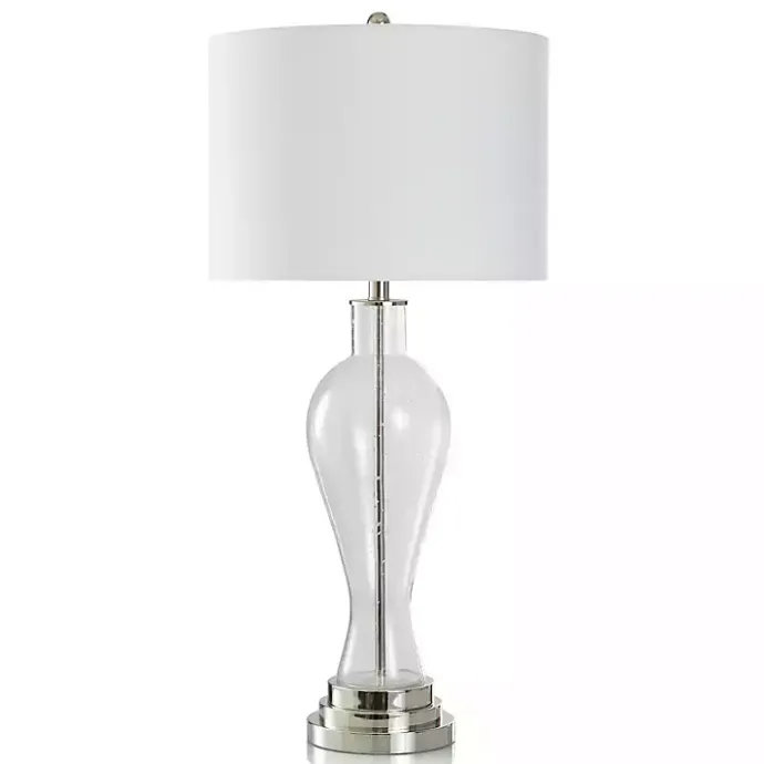 Sale Kirklands Home Clear Seeded Glass and Silver Table Lamp