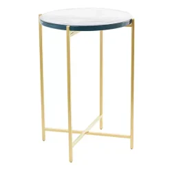 Best Kirklands Home Clear Textured Glass & Gold Iron Accent Table