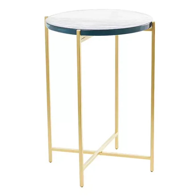 Best Kirklands Home Clear Textured Glass & Gold Iron Accent Table