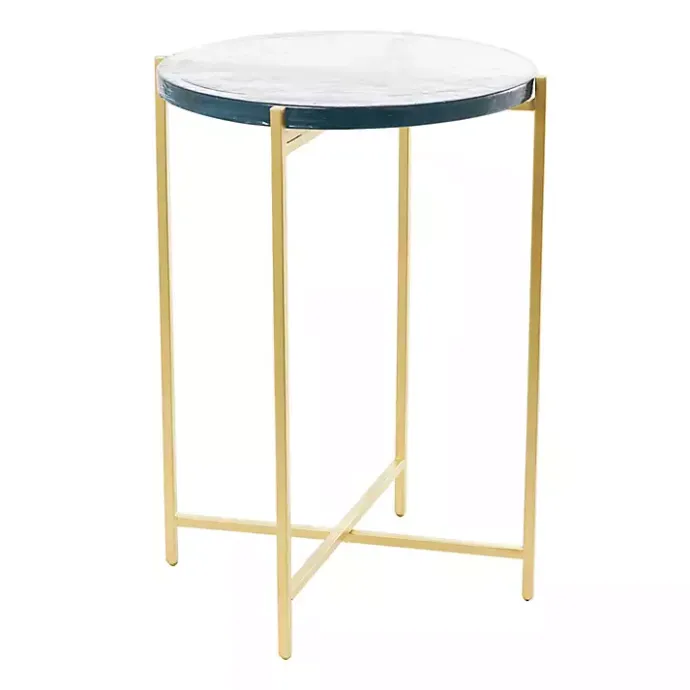 Best Kirklands Home Clear Textured Glass & Gold Iron Accent Table
