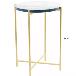 Best Kirklands Home Clear Textured Glass & Gold Iron Accent Table