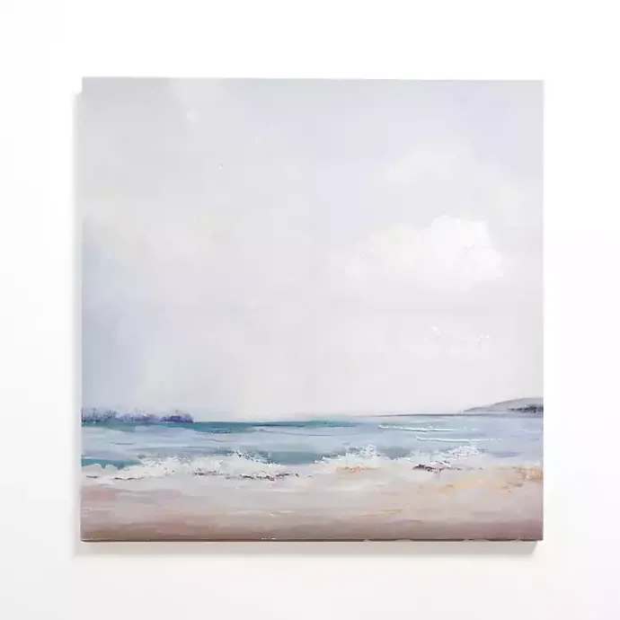 Outlet Kirklands Home Cloudy Beach Scene Canvas Art Print Blue