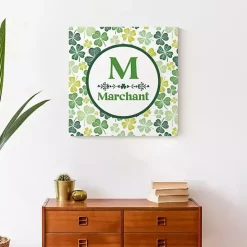 Clearance Kirklands Home Clover Personalized Monogram Canvas Wall Plaque