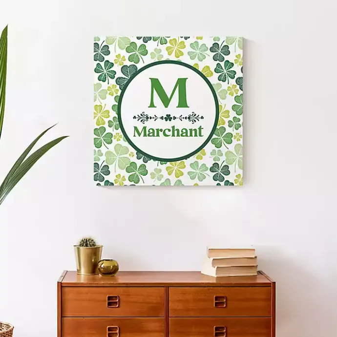 Clearance Kirklands Home Clover Personalized Monogram Canvas Wall Plaque