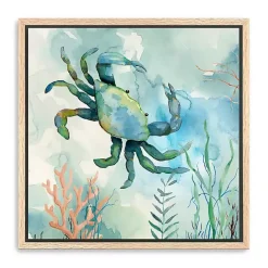 New Kirklands Home Coastal Bay Crab Framed Canvas Art Print