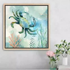 New Kirklands Home Coastal Bay Crab Framed Canvas Art Print