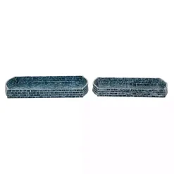 Sale Kirklands Home Coastal Wood and Oyster Shell Trays, Set of 2 Blue