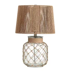 Best Kirklands Home Coastal Clear Glass and Rope Table Lamp Tan