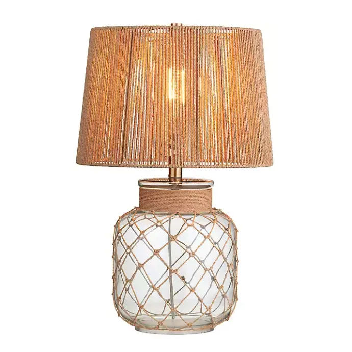 Best Kirklands Home Coastal Clear Glass and Rope Table Lamp Tan