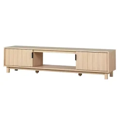 Best Kirklands Home Coastal Oak Fluted 2-Door TV Sd Tan