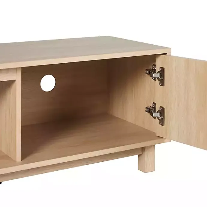 Best Kirklands Home Coastal Oak Fluted 2-Door TV Sd Tan