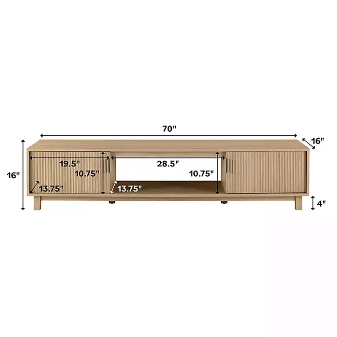 Best Kirklands Home Coastal Oak Fluted 2-Door TV Sd Tan